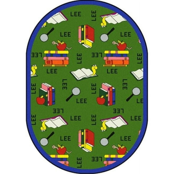 Kid Essentials Bookworm Language & Literacy Oval Rugs 02 Green - 7 ft. 8 in. x 10 ft. 9 in.
