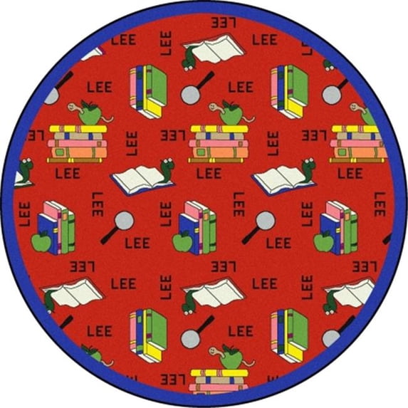 Kid Essentials Bookworm Language & Literacy Round Rugs 03 Red - 7 ft. 7 in.