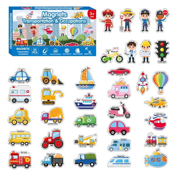 Kid Fridge Magnet Cute Fruit Vehicle Pattern Rubber Refrigerator Magnet Learning Toy for Kid Over 3 Years Old Present