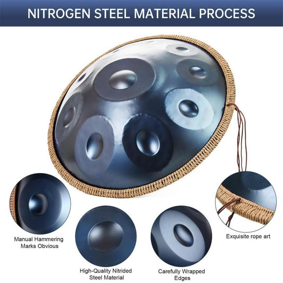 Kid-Friendly 9-Note G Minor Handpan Set, 18 Inch Steel Drum for Music Learning, Yoga, Mindfulness