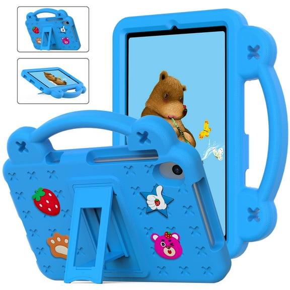 Kid Friendly Case Compatible withSamsung Tab A 8.4"(2020) Shockproof Ultra Light Weight ,With Retractable Stand,Carrying handle,Cute Cartoon Design Anti-fall Rugged Cover,Skyblue