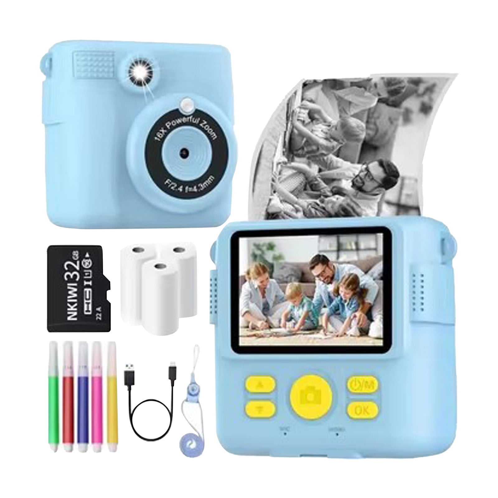 Snapple Print Camera Kid Friendly Snap And Print Camera: Instant Imaging With 32G Memory For ...