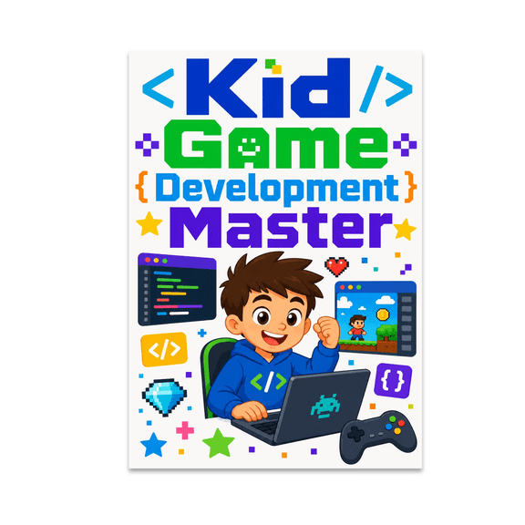 Kid Game Development Master Art - Child Computer Coding Icons - 13x19 Poster Print