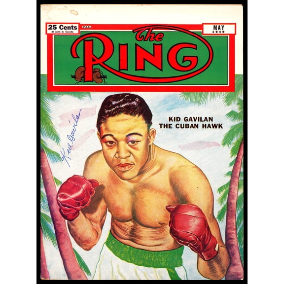 Kid Gavilan Autographed Ring Magazine Beckett BAS QR #BP55250