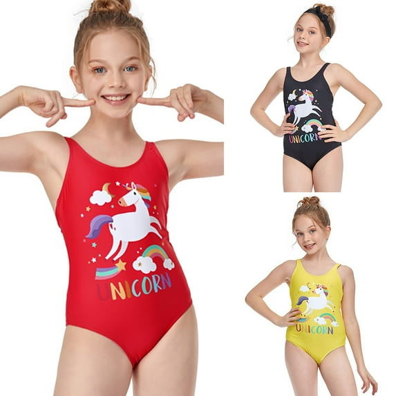 Kid Girl Cartoon Unicorn Bikini Swimwear Tankini Swimsuit One-piece Bathing Suit