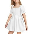 thumbnail image 1 of Kid Girl Dress Puff Sleeve A-Line Tiered Swing Cotton White Dress For Girls Birthday Girl Dress Party Dress, 1 of 5