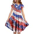 thumbnail image 1 of Kid Girl Dresses Ruffled Sleeve Tiered Swing A-Line Cute 4th Of July Dresses For Girls Birthday Dress For Girls Sun Dresses Fancy Dress, 1 of 5