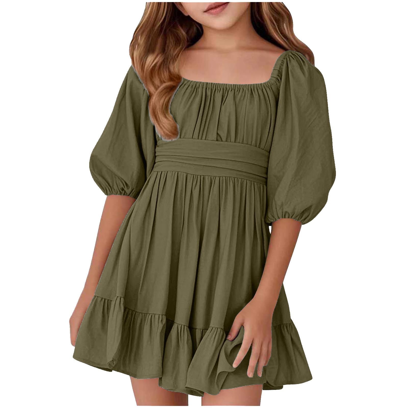 olive green dress for girls Green Olive Dress for Girls, Elegant Olive Green Dress for Girls. Dress for  Children's Pageants, Birthdays, Bridesmaids. Beautiful Dress