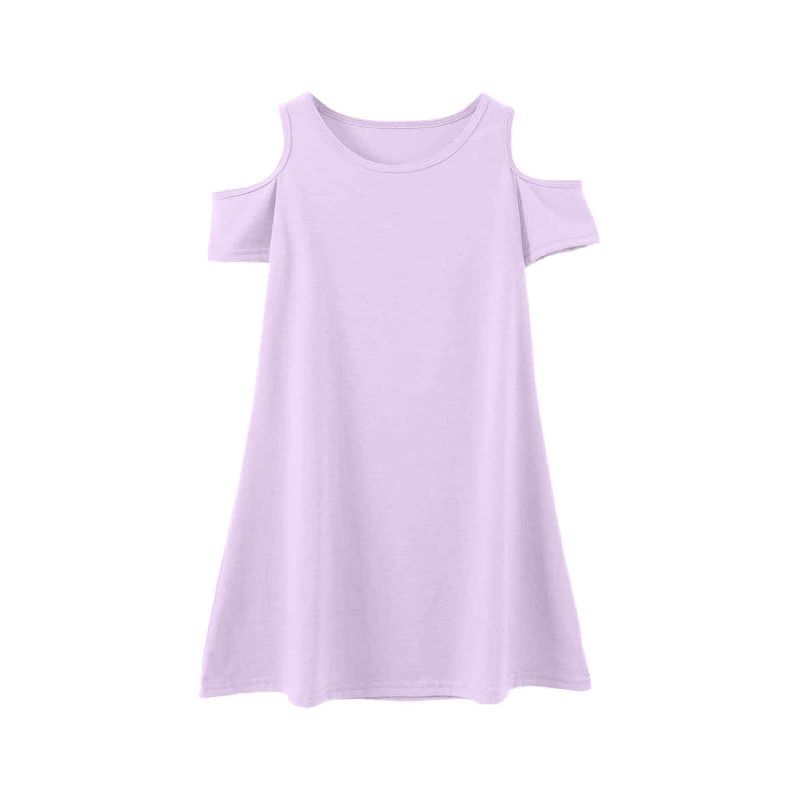 Girl's Dress With Short Sleeves, Light Purple
