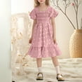 thumbnail image 1 of Kid Girl Dresses Short Sleeve A-Line Tiered Swing Casual Pink Dresses For Girls Birthday Dress Girls Spring Dresses For Girls, 1 of 5
