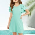 thumbnail image 1 of Kid Girl Dresses Short Sleeve A-Line Tiered Swing Summer Green Dress For Girls Birthday Dresses For Girls Fancy Dresses, 1 of 3