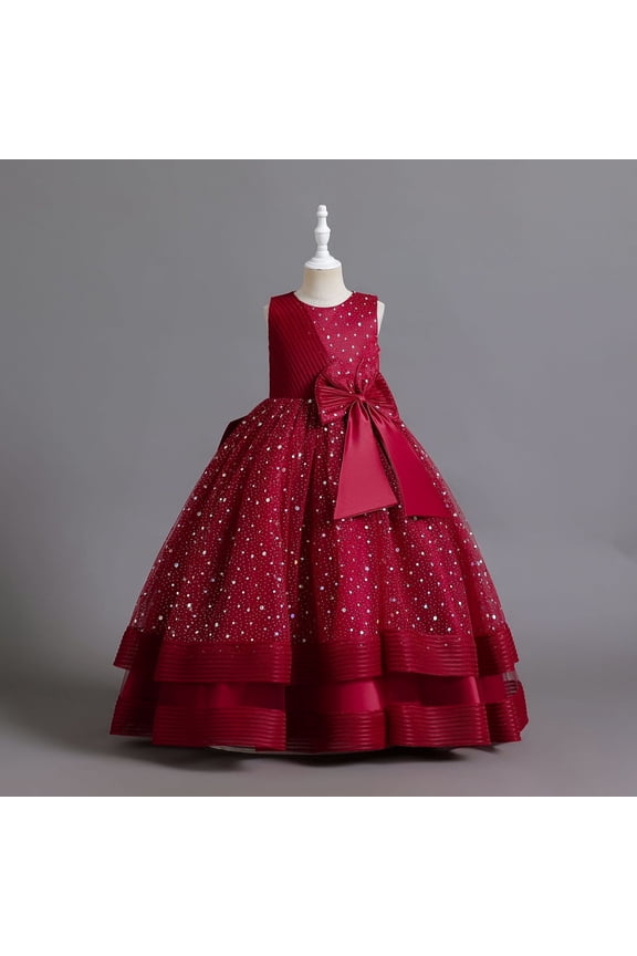 Kid Girl Dresses Toddler Formal Dresses Wine Dress Girls Birthday Dress For Girls Girls Children'S Day Outfit 8-9 Years