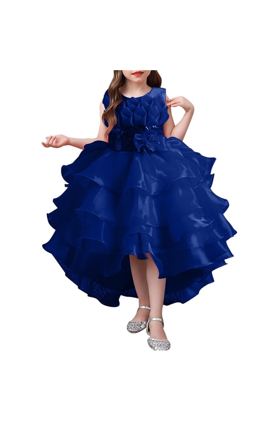 Kid Girl Dresses Tulle&nbsp;Dress&nbsp;Toddler Blue Girls Dress Girls Fancy Dress Girls Children'S Day Outfit 7-8Y