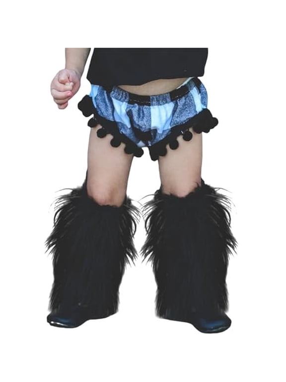 Kid Girl Faux Fur Leg Warmers Solid Color Soft Cozy Fuzzy Boot Cuff Cover Party Costumes Winter Clothes Boot Cuff Cover Kawaii Goth Y2K Accessories