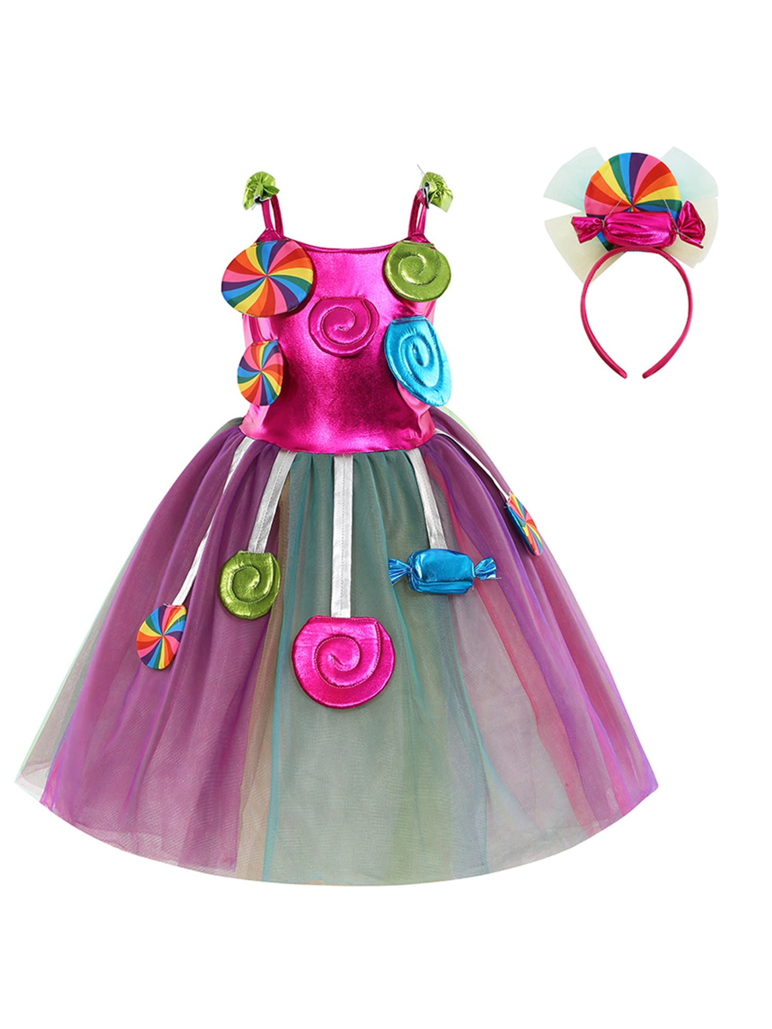 Kid Girl Halloween Cosplay Dress Stage Show Candy Lollipop Dress