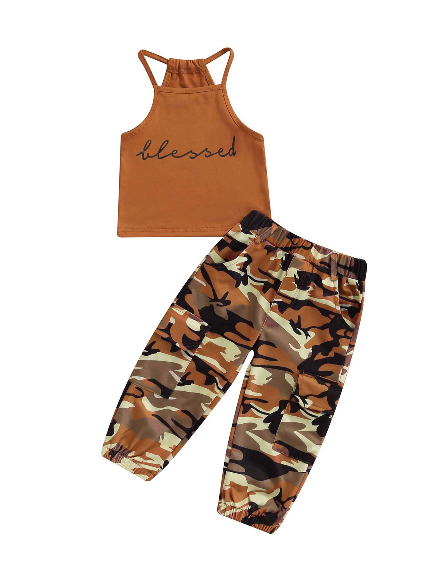 Ma&Baby Toddler Baby Girls Kids Crop Top and Jeans Camo Pants Outfits  Clothes Set 