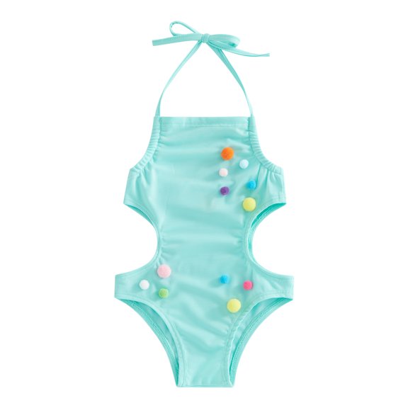 Kid Girl Romper Swimsuit, Sleeveless Hanging Neck Beach Pool Short Bodysuit Swimwear