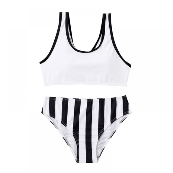 Kid Girl's 2 Piece Bikini Swimsuit Set Quick Dry Bathing Suit Sport High Waist Rashguard Set for Child 9-10 Years