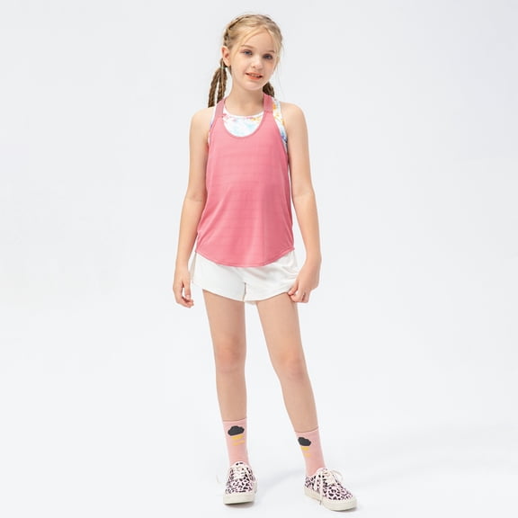 Kid Girls Athletic Tank Tops Sleeveless Workout Running Tennis Sports Shirts 5-12Y