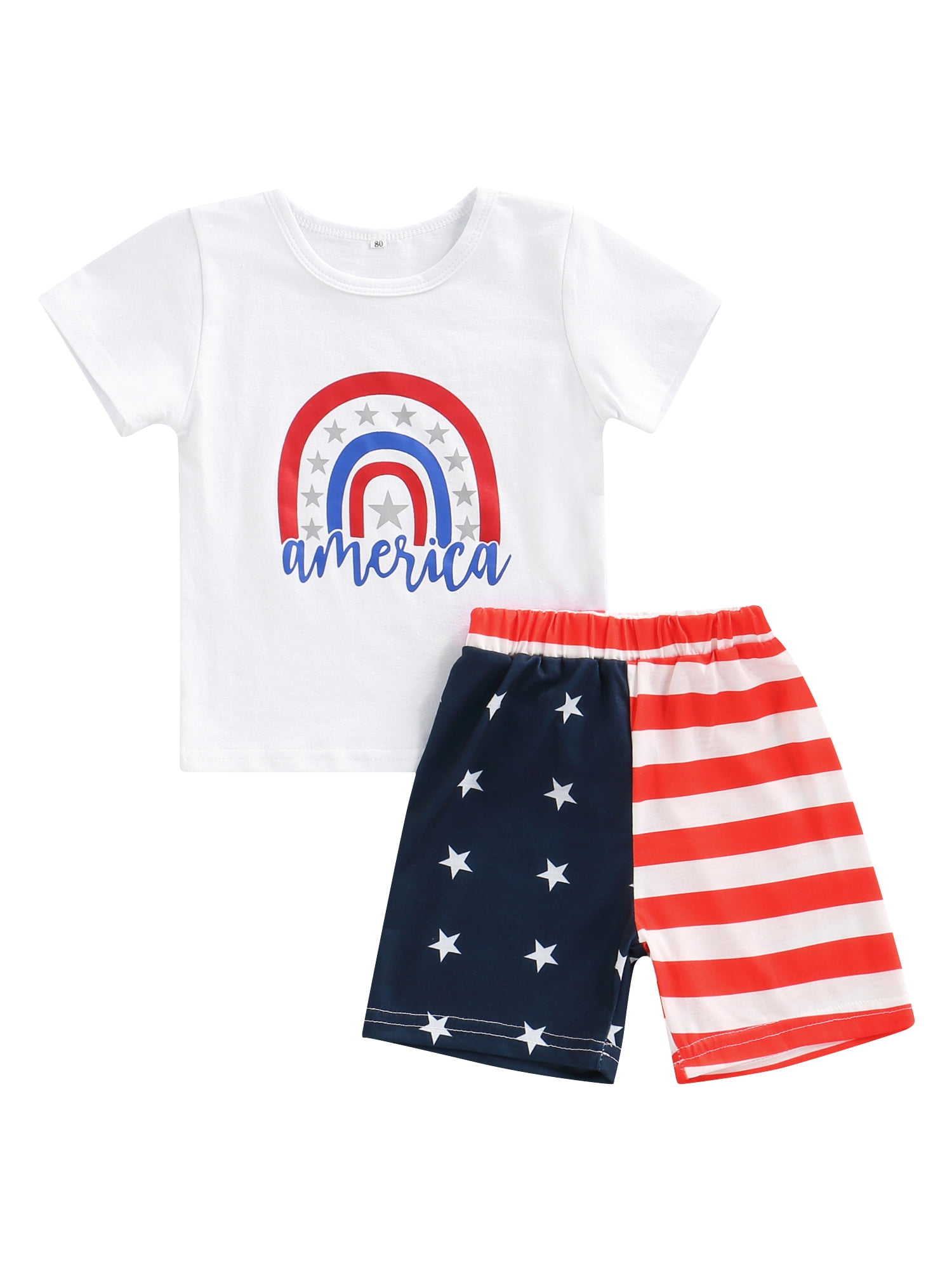 2pcs Baby Boy Crossbody Bag Print Red Short-sleeve T-shirt and Colorblock Shorts Set