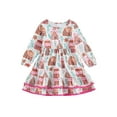 thumbnail image 1 of Kid Girls Christmas Gingerbread House Ruffle Dress Long Sleeve Round Neck Layered Xmas Dress, 1 of 9