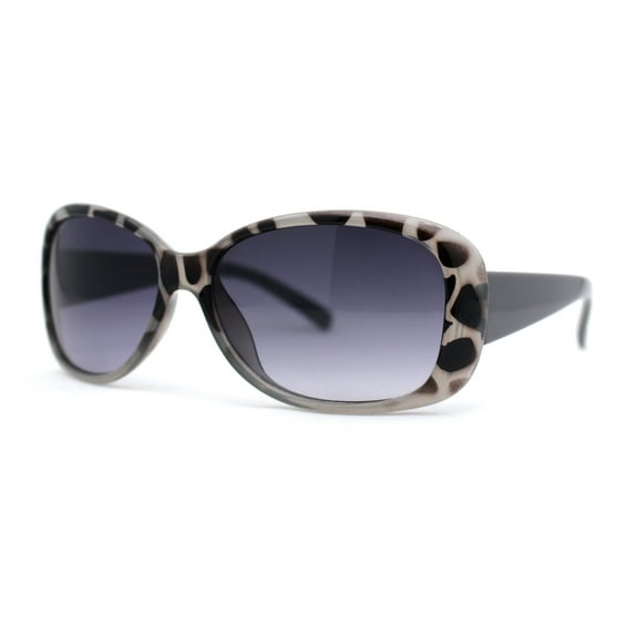 Kid Girls Classic 90s Designer Leopard Print Rounded Rectangle Sunglasses Grey Leopard Smoke