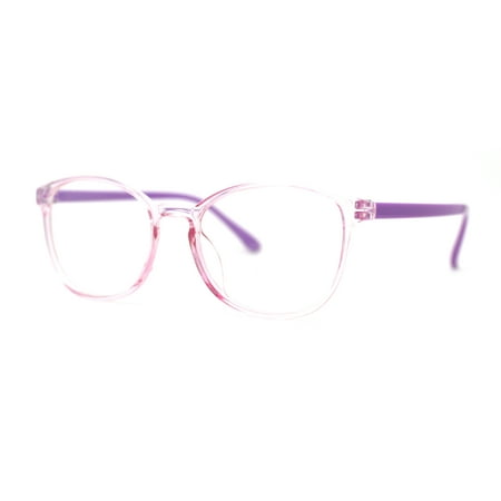 Kid Girls Colorful Round Horn Rim Blue Light Filter Computer Glasses Purple