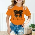 thumbnail image 1 of Kid Girls Cute Girls Cartoon Graphic Crew Neck Short Sleeve Tee Summer Casual T Shirt Orange,13-14 Years, 1 of 5