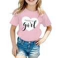 thumbnail image 1 of Kid Girls Cute Graphic Print Round Neck Short Sleeve Tee Summer Casual T Shirt Tops,Size 7 Years-8 Years, 1 of 4