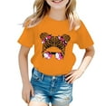 thumbnail image 1 of Kid Girls Cute Print Graphic Round Neck Short Sleeve Tee Summer Casual T Shirt Tops,Size 11 Years-12 Years, 1 of 4