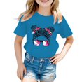 thumbnail image 1 of Kid Girls Cute Print Graphic Round Neck Short Sleeve Tee Summer Casual T Shirt Tops,Size 5 Years-6 Years, 1 of 4