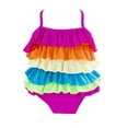 thumbnail image 1 of Kid Girls Cute Rainbow Ruffle Layer One-Piece Adjustable Straps Swimsuit Beach Bathing Suit, 1 of 13