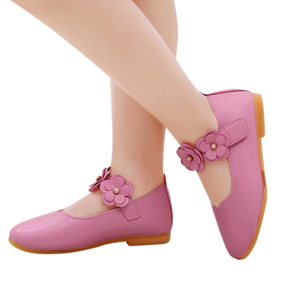 Kid Girls Dress Shoes Toddler Mary Jane Flat School Uniform Loafers Oxfords Wedding Party Comfortable Bow Flower Shoes Pink Size 9 Little Kid