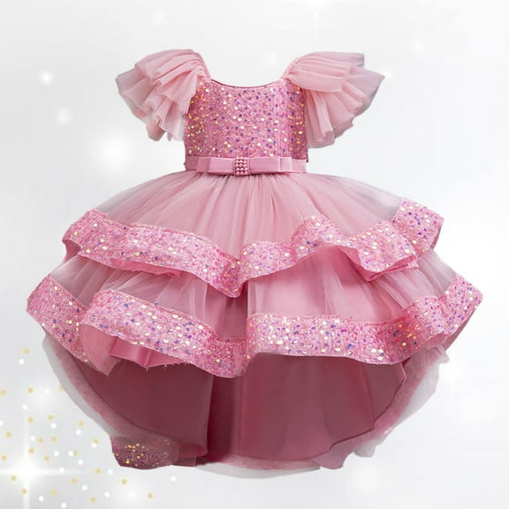 Kid Girls Dresses Formal Dress For Girls Pink Girls Dress Birthday Princess Dress Girls Children'S Day Outfit 6-7 Years