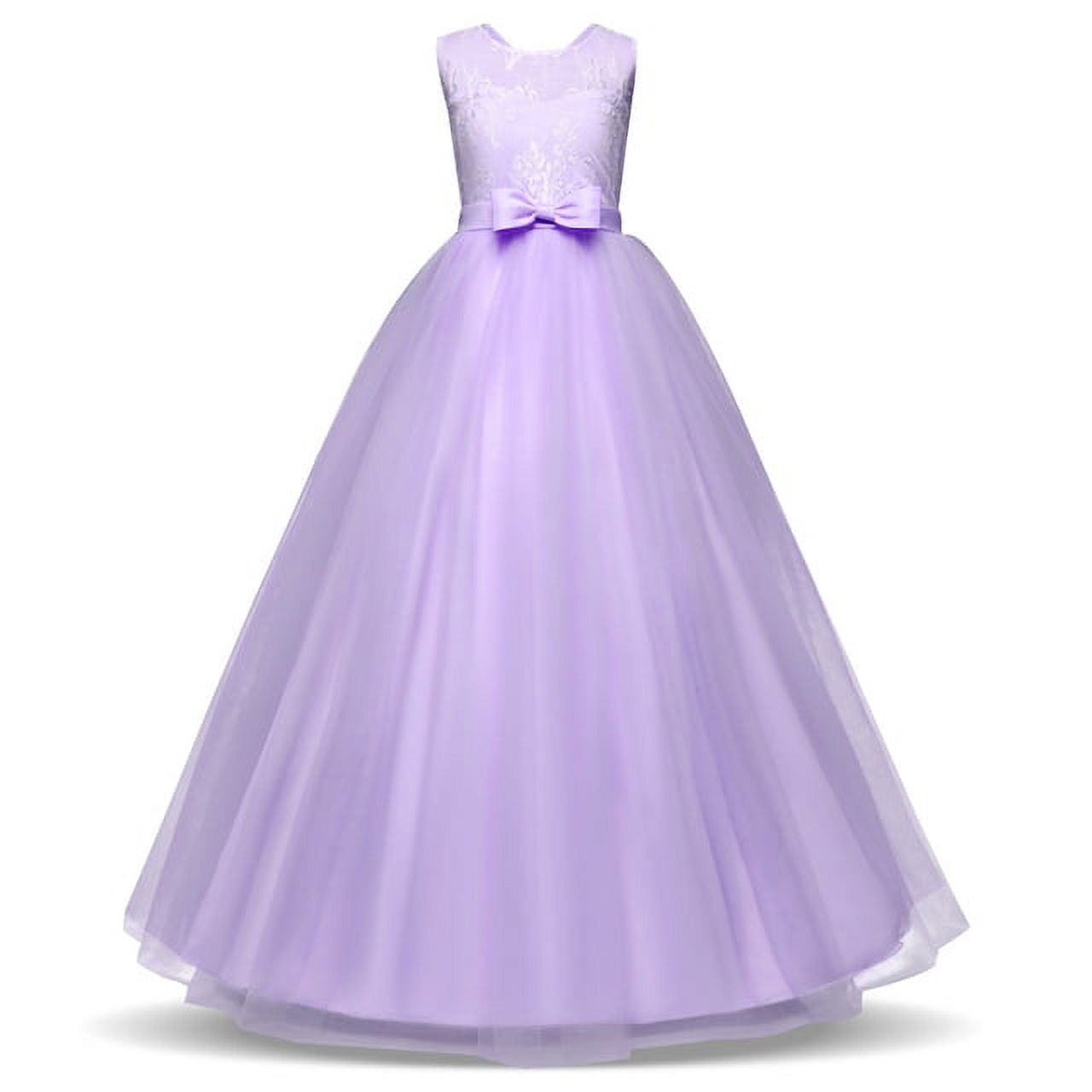Kid Girls Elegant Wedding Lace Sleeveless Girl Dress Princess Party Pageant Long Tulle Clothing For 6 7 8 9 10 11 12 13 14 Years