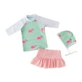 thumbnail image 1 of Kid Girls Flamingo Chic Rash Guard Swimsuit Pool Party Swimwear Beach Bathing Suit - Green / 3T, 1 of 1