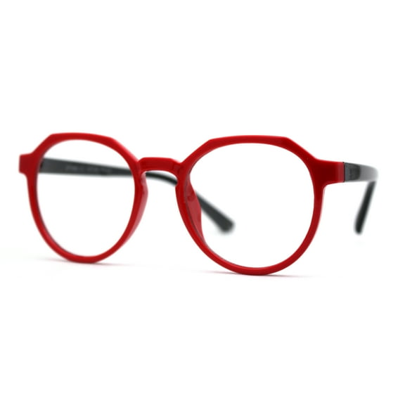 Kid Girls Flexible Rubber Geometric Keyhole Blue Light Filter Computer Glasses Red Black