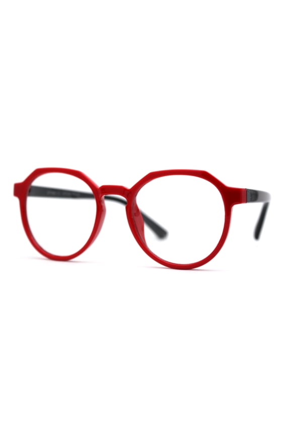 Kid Girls Flexible Rubber Geometric Keyhole Blue Light Filter Computer Glasses Red Black