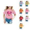 thumbnail image 1 of Kid Girls Graphic Tee Shirt Short Sleeve Round Neck Casual Preppy Style Summer Tops, 1 of 4