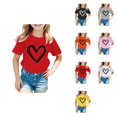 thumbnail image 1 of Kid Girls Graphic Tee Shirt, Short Sleeve, Round Neck, Casual Preppy Style, Summer Tops, 1 of 5