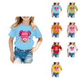 thumbnail image 1 of Kid Girls Graphic Tee Shirt Short Sleeve Round Neck Casual Preppy Style Summer Tops, 1 of 4