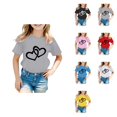thumbnail image 1 of Kid Girls Graphic Tee Shirt, Short Sleeve, Round Neck, Casual Preppy Style, Summer Tops, 1 of 5