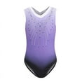thumbnail image 1 of Kid Girls Gymnastics Leotards Sleeveless Sparkly Gradient One-Piece Ballet Dancewear, 1 of 3