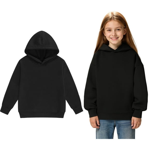 Kid Girls Hoodie Black Hoodie Long Sleeve Soft Sweatshirts Top Winter Clothes Little Girl Clothes 8-9 Years