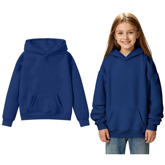 Kid Girls Hoodies Kids Navy Hoodie Casual Long Sleeve Classic Hoodie Warm Fall Winter Clothes Little Girl Clothes 5-6 Years