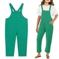 thumbnail image 1 of Kid Girls Jumpsuit Sleeveless Stylish Green Overalls with Side Pockets for Outdoor Activities Girls Clothes Size 7-8 Years, 1 of 6