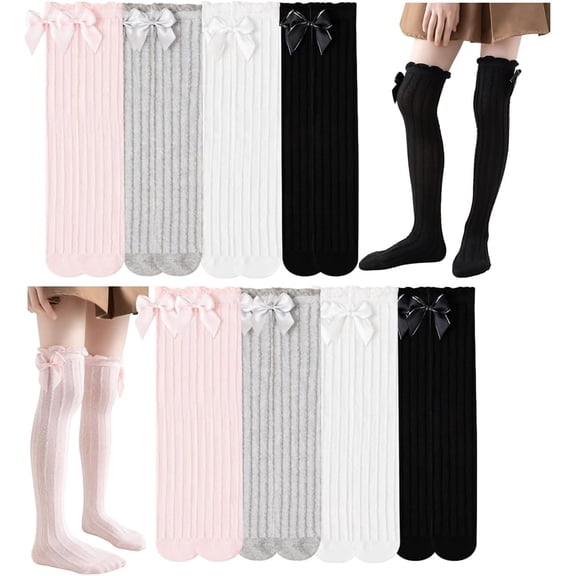 Kid Girls Knee High Stockings or Over Calf Socks Cotton Princess Tube Dress Socks