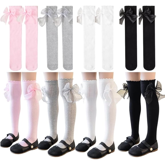 Kid Girls Knee High Stockings or Over Calf Socks Cotton Princess Tube Dress Socks