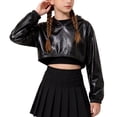 thumbnail image 1 of Kid Girls Metal Cropped Hoodie Y2k Glitter Hooded Sweatshirt Shiny Pullover, 1 of 6