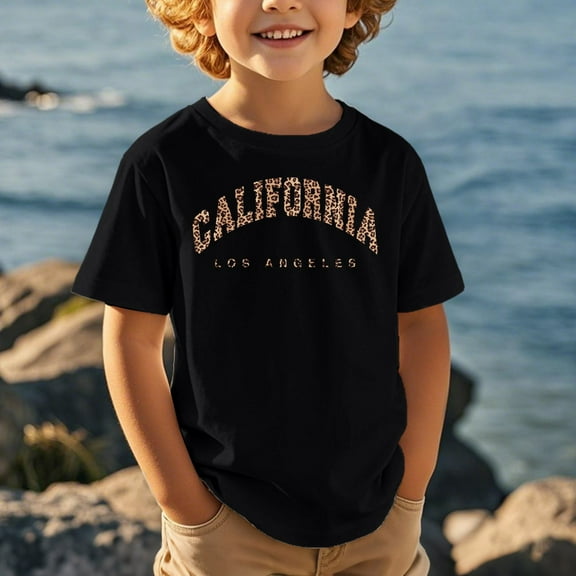 Kid Girls Shirts California Shirts Letter Print short Sleeve Short Sleeve Casual Crewneck Basic Tees Boys Clothes Size Youth 8-9 Years